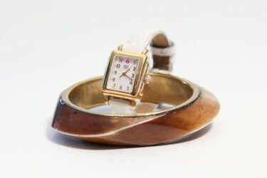 Michele Watch and Wood Cuff Bracelet. Jan. 3, 2013