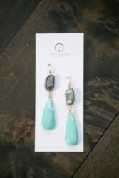 Turquoise and black diamond labradorite earrings by Cindy Borders. Dec. 4, 2015
